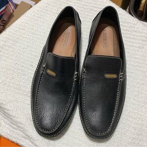 A. TESTONI Black Leather Men's Slip-On Loafers